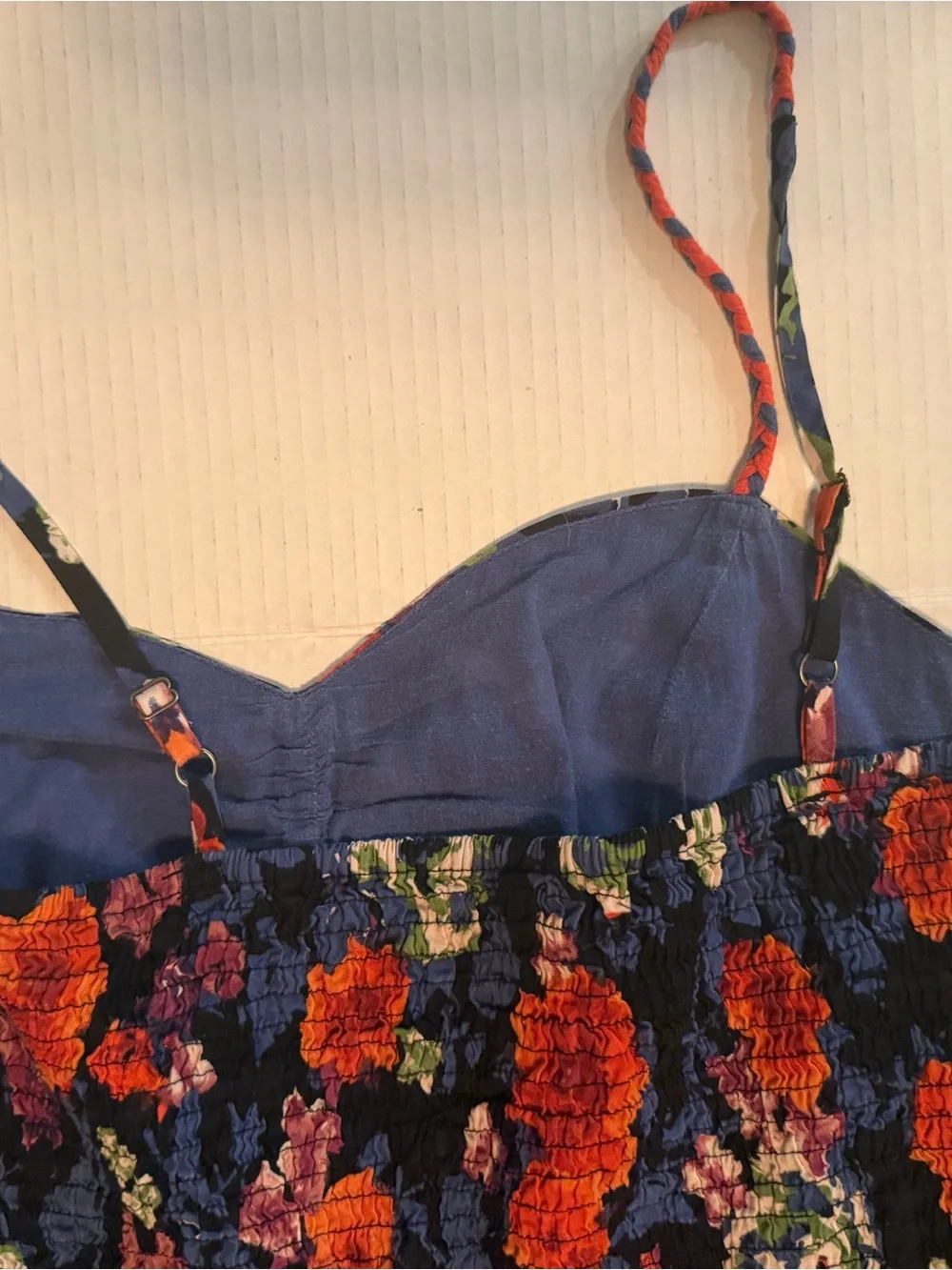 Xhilaration Navy Floral Mini Dress with Orange & Green Blooms